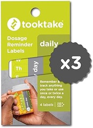 TOOKTAKE DAILY Pill, Vitamin, Medication, Cough Syrup Reminder Labels - Easy Pill Tracker & Reminder