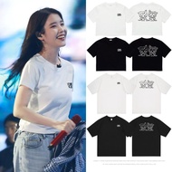 Kpop IU 17TH Bye Summer Round Neck Cotton T Short Sleeve Casual Top Man/Women Couple Shirts Short