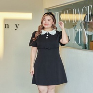 Darlene Ember Dress เดรสสีดำกระดุมขาว ติดตกแต่งโบว์