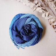知染生活-天然植物染格紋絲棉圍巾/藍
