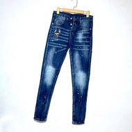 Dsquared2 blue pants embroidered dogs, men's jeans dsq Icon 005