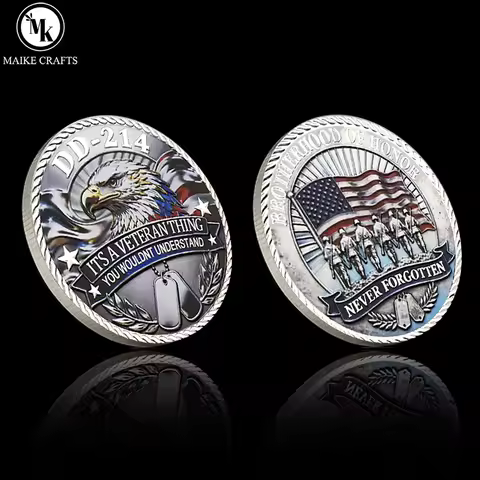 DD214 American Veteran Challenge Coin Double Sided Eagle Military Commemorative Collectible Souvenir