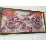 Hiasan Dinding lukisan Cetak ikan koi plus bingkai langsung kirim