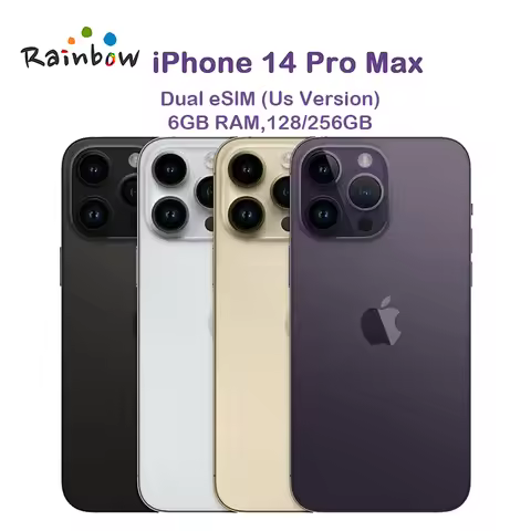 Apple iPhone 14 Pro Max Dual eSIM 128/256/512GB 1TB ROM 6GB RAM 6.7" Genuine Retina OLED Face ID NFC