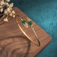 5慧Her Lab Jewelry | 2024 Summer New Fashion Jade Ladies Bracelet Chinese Style Natural Chalcedony Agate Pixiu Bracelet Accessories 24K Gold Adjustable Bracelet Jewelry