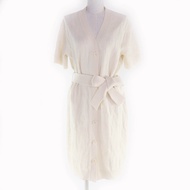 เดรสถักแขนสั้นผ้าขนสัตว์ 100% มีเข็มขัด ประดับกระดุมซีรีส์และโลโก้ตัว H จาก HERMES รุ่น 24AW 4E2522D