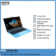 Avita Liber V14 Fingerprint Laptop (AMD R7-4700U/8GB/512GB SSD/W10H/FHD) - FOC Backpack + Mouse | Ipohonline