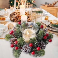 [mojotorw7] 7.87" Candle Rings Wreath Greenery Candle Holders Wreaths Christmas Candle Rings Garland