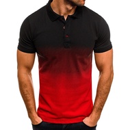 Men Casual Polo Shirts Gradient Short Sleeve T-shirts Men Collar Polo T-shirts for Men Lapel Polo Sh