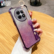 VRQR Phone Case for Oppo F29 5G F29 Pro 5G Wristband four corner anti fall transparent glitter powde