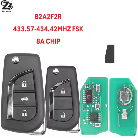 Zz 433.57-434.42 FSK 8ACHIP B2A2F2R Flip Car Remote Key Fob 2020 2021 2022 2023 2024 4 sold For Toyo