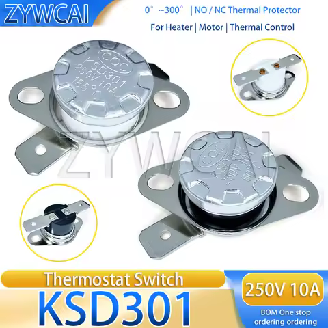 KSD301 250V 16A Switch 10PCS Temperature Control Switch Small Temperature Controller KSD301 NC NO 25