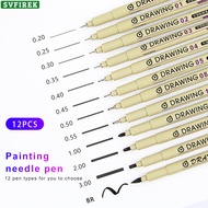 12PCS Sakura Pen Set Comic Line Pens Sketch Drawing Pen Ink Marker Pen Fine Art Architectural Design