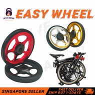 【SG】 1 Pair Brompton Easy Wheel Folding Bicycle Bike Bearing EZ Rollers Aluminum Alloy WheelS with Screws