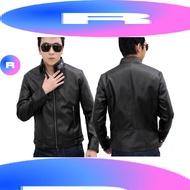 baju jaket kulit lelaki men leather jacket moden original hitam pekat ss4952qq