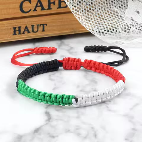 Hot Palestine Flag Bracelets Braided String Bracelet For Women Men Countries Flag Color Bracelets Pa
