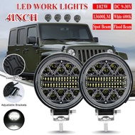 【Ready Stock】4 Inch 102W LED Work Light Spot Flood Beam 12V 24V For Truck Boat ATV Jeep Tractor Offroad 4x4 Barra LED Car Driving Headlight-1PC High Quality