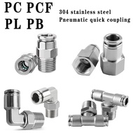 【Big savings】 Pc Pcf Pl Pb 304 Stainless Steel Pneumatic Quick Coupling Trachea Hose 1/8 1/4 3/8 1/2