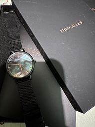 Theodora's 女裝手錶Venus 天然母貝紋石金屬腕錶 母貝黑-米蘭黑