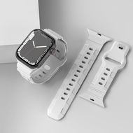 สายซิลิโคนสำหรับสายคาด Apple Watch 49มม. 45มม. 41มม. สร้อยข้อมือยาง40มม. 44มม. 38มม. 42มม. สำหรับเข้ากันได้กับ I Watch Series 3 5 6 Se 7 8วงอัลตร้า