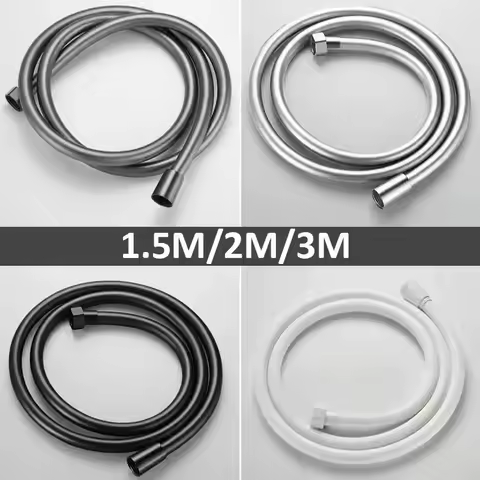 New 1.5/2/3/4M PVC High Pressure Shower Hose Flexible Shower Tube for Bathroom Shower Head Silver Ba