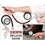 220 PSI Car Tyre Tire Air Pressure Inflator Gauge Meter Tester Gun Air Pump Oil Immersion Motorcycle