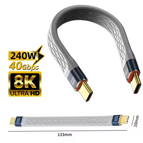 USB 4 Cable Portable Cable 240W USB C Charging Cable 40Gbps Data Transfer Thunderbolt 4/3 8K@60Hz Vi