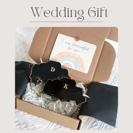 Customised Wedding / Coaster with Gold Trim / Hadiah Kahwin / Box/ Candle Holder