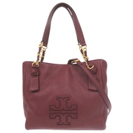 成色極佳 Tory Burch 酒紅色皮革兩用手提包/單肩包 0660 [二手] Tory Burch