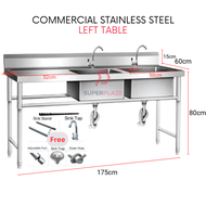 Left Table Double Sink Commercial Stainless Steel Deep Bowl Sink Set With Stand Sinki Berkaki Kommer