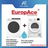 EUROPACE EFW 7801Y 8KG WHITE FRONT LOAD WASHING MACHINE + EUROPACE EDY 8801Y 8KG WHITE FRONT LOAD HEAT PUMP DRYER
