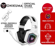 Onikuma GT806 White Gaming Earphones, Wireless Bluetooth 5.4V/2.4GHz Headset with RGB Light and Deta