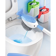 Silicone Toilet Cleaning Whale Toilet Brush With Suction Cup Brush Refillable Handle Dispenser