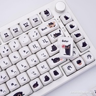 Black Cat Keycaps MOA Profile 124 Keys PBT Dye Sublimation Aula F75 F99 RK100 Mechanical Keycaps Car