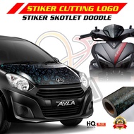 Doodle Motif Scotch Sticker Glossy Vinyl Material Meter Doodle Vinyl Sticker Fade Resistant