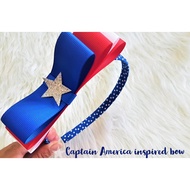 Dj Bowtique ESSENTIALS Captain America Bow Headband inspired Girls Hair Accessories