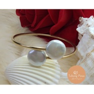 TUBONG PINAS ORIGINAL FRESHWATER PEARL COIN BRACELET 10K 1420 US GOLD FILLED SETTINGS