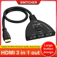 MIAO Hub 3 in 1 Out HDMI Switcher Bidirectional High-definition 3 Port HDMI-Compatible Switch Plug and Play 4K 1 in 3 out Switcher Splitter for PC/Computer/Projector/HDTV