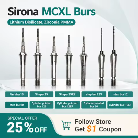 Sirona Inlab Cerec MCXL Bur Step Bur12S Dental Cylinder Pointed Bur12S /Shaper25RZ / Finisher10 Comp