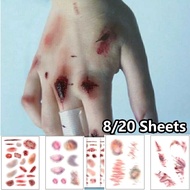 8/20Sheets Halloween Bruises Tattoo Stickers Red Blood Clot Face Tattoo Waterproof Cosplay