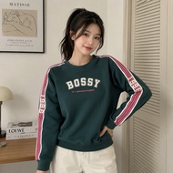 JOE BOXER BOSSY Sweatshirt Teal Blue Pink Striped Style Y2K Sporty