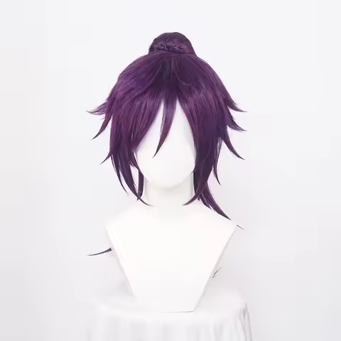 Shihouin Yoruichi Cosplay Wigs High-temperature Fiber Synthetic Hair Purple Mixed Long Chip Ponytail