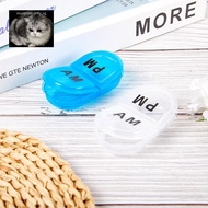 manysincerity 2 Grids Waterproof Pill Organizer Portable Oval Pill Box Pill Container Daily AM&PM Co