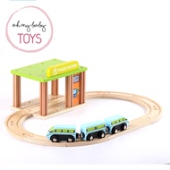 Wooden Toys QPACK Train Station – Wooden Train Station Toys /Educational Toys/ Pretend Play