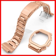 GSHOCK DW5600 Custom bnb Bezel & Band Rose gold strap Blue Rainbow Silver Watch dw5610 Stainless G s