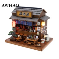 [AWHAO] Japanese Izakaya Scene Lighted Miniature Izakaya Model Detailed DIY Wooden
