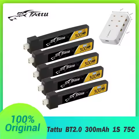 Tattu BT2.0 300mAh 1S 75C 3.8V LiPo Battery For Betafpv Air65 Meteor65 Pro RC Helicopter Quadcopter 