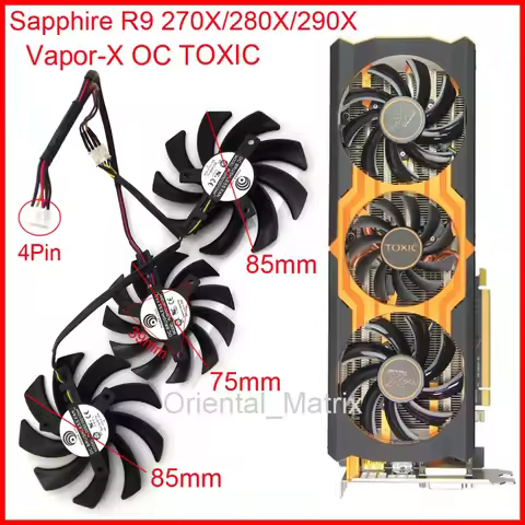 3pcs/Lot PLD09210D12HH PLD08010S12HH DC12V 4Pin VGA Fan For Sapphire R9 270X 280X 290X Vapor-X OC TO