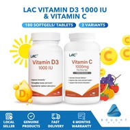 LAC Vitamin D3 1000 IU & Vitamin C 1000mg - Helps Support Strong Immunity Skin Glow Bone Health