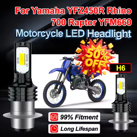1X 2X H6 For Yamaha YFZ450R Rhino 700 Raptor YFM660 Motorcycle LED Headlight Ampoule 150W Hi-Lo Beam